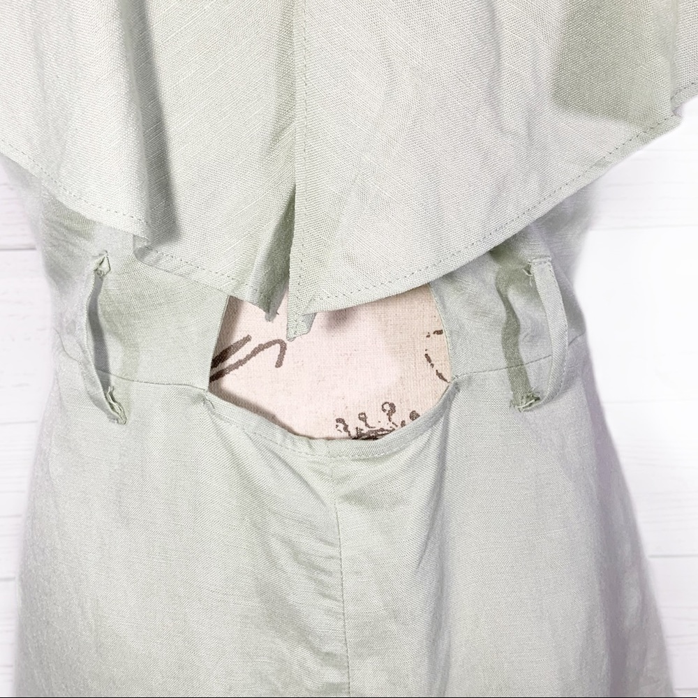 TopShop Light Green Shorts Romper Ruffle Sz 8 - Picture 6 of 7